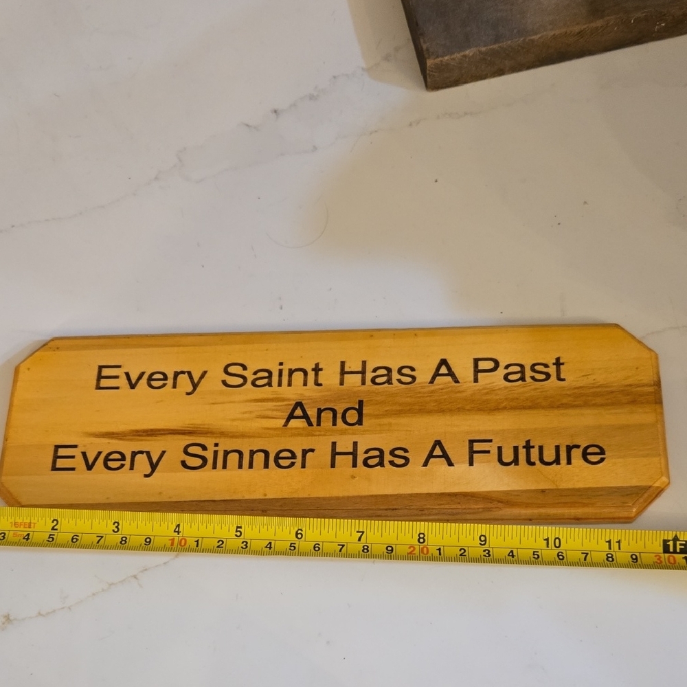 Source Unknown Wooden Wall Art with Black Text